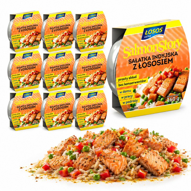 Łosoś Ustka APPETI TUNA SAŁATKA Z ŁOSOSIEM INDYJSKA 160g x10 = 1,6kg