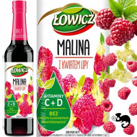SYROP owocowy MALINA Z KWIATEM LIPY LIPĄ LIPA z wit C D 400ml 0,4L ŁOWICZ