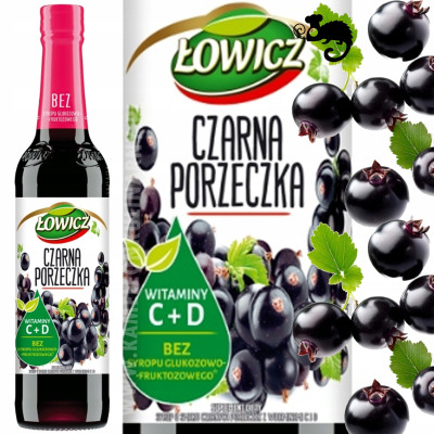SYROP owocowy CZARNA PORZECZKA PORZECZKOWY z witaminą C D 400ml 0,4L ŁOWICZ