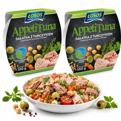 Łosoś Ustka APPETI TUNA SAŁATKA Z TUŃCZYKA Z WARZYWAMI W OLIWIE 160g x2 = 0,32kg