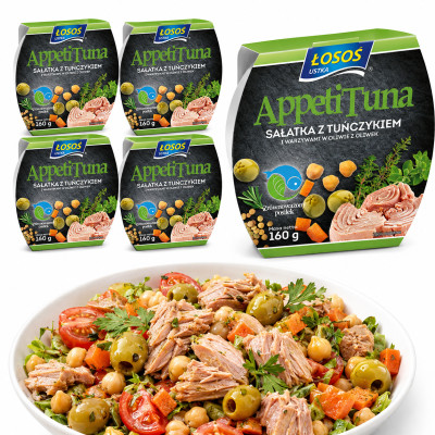 Łosoś Ustka APPETI TUNA SAŁATKA Z TUŃCZYKA Z WARZYWAMI W OLIWIE 160g x5 = 0,8kg
