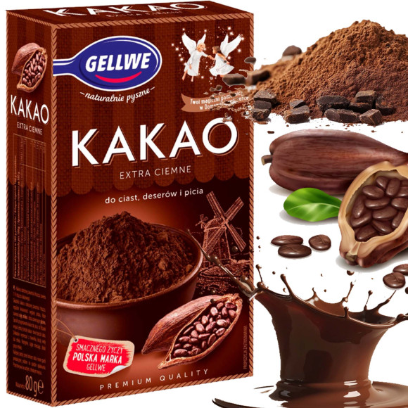 GELLWE KAKAO KRÓLEWSKIE EXTRA CIEMNE do ciast deserów picia 80g