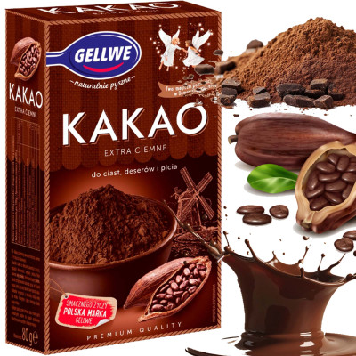 GELLWE KAKAO KRÓLEWSKIE EXTRA CIEMNE do ciast deserów picia 80g