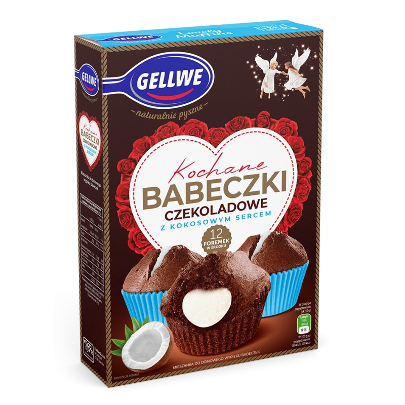 Gellwe KOCHANE BABECZKI CZEKOLADOWE KOKOSOWE  311g KRÓTKA DATA