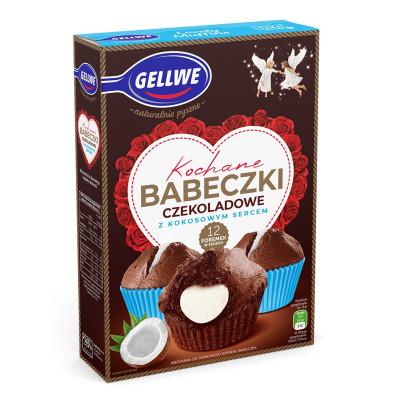Gellwe KOCHANE BABECZKI CZEKOLADOWE KOKOSOWE  311g KRÓTKA DATA
