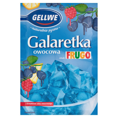 GALARETKA OWOCOWA smak FRUGO NIEBIESKIE Cytryna Malina Jagoda GELLWE 72g