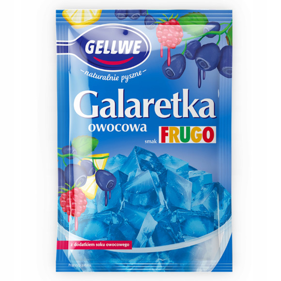 GALARETKA OWOCOWA smak FRUGO NIEBIESKIE Cytryna Malina Jagoda GELLWE 72g