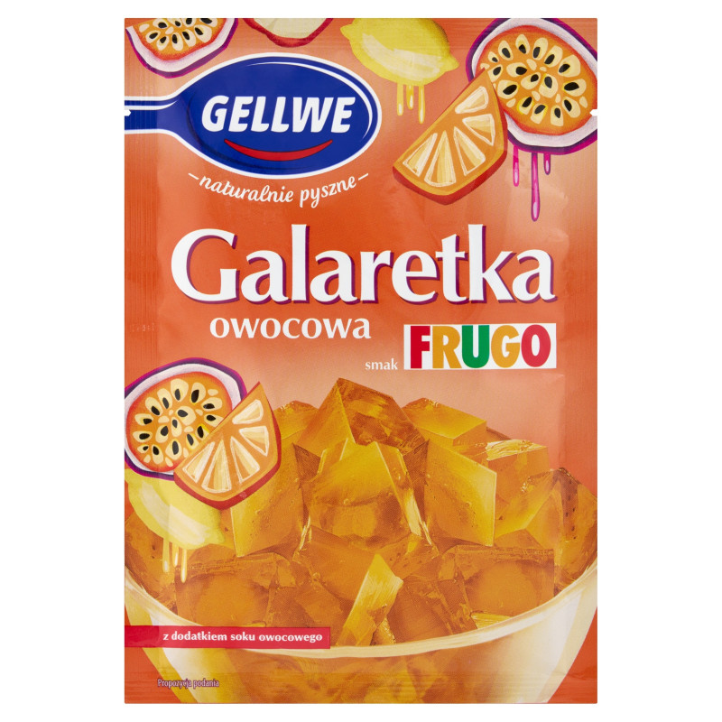 GALARETKA OWOCOWA smak FRUGO POMARAŃCZOWE Cytryna Marakuja Pomarańcz GELLWE