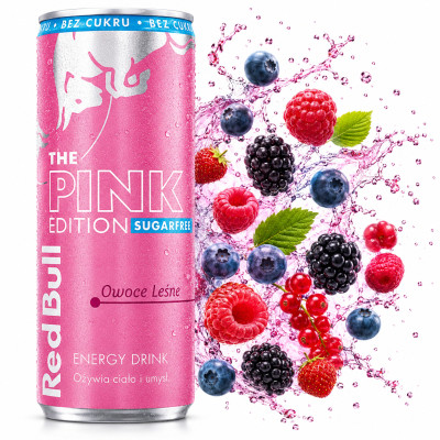 RED BULL NAPÓJ ENERGETYCZNY BEZ CUKRU pink edition OWOCE LEŚNE 250ml puszka