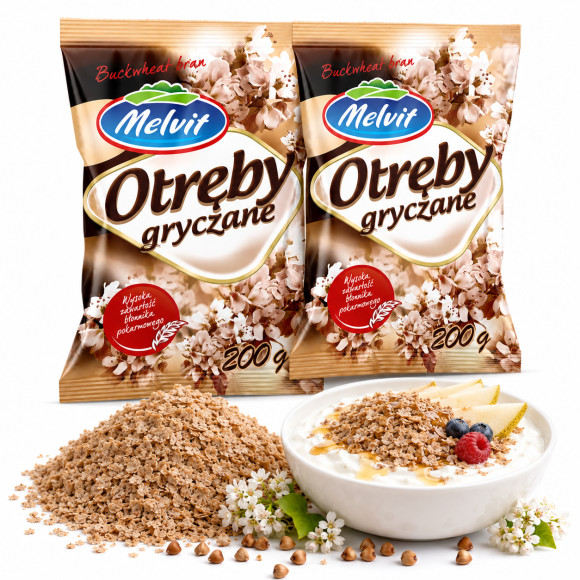 Melvit OTRĘBY GRYCZANE dodatek do musli naleśników smoothie 200g x2 = 0,4kg