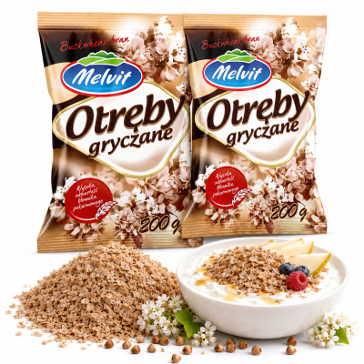 Melvit OTRĘBY GRYCZANE dodatek do musli naleśników smoothie 200g x2 = 0,4kg
