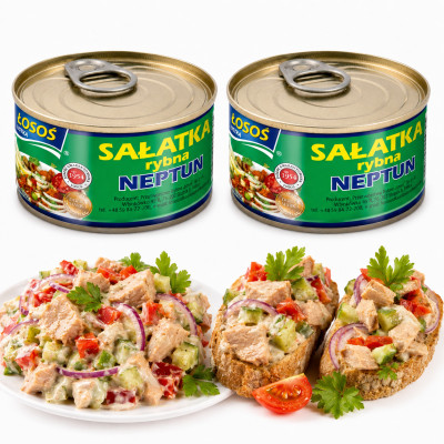 Łosoś Ustka SAŁATKA RYBNA NEPTUN farsz z łososia 170g x2 = 0,34kg puszka