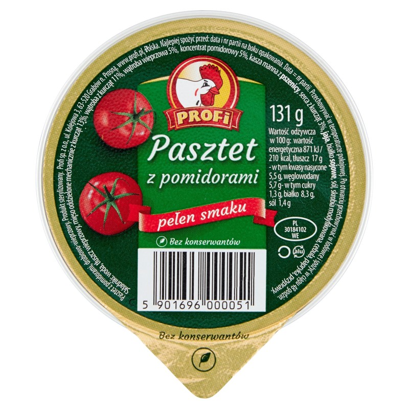 Profi PASZTET DROBIOWO-WIEPRZOWY Z POMIDORAMI bez