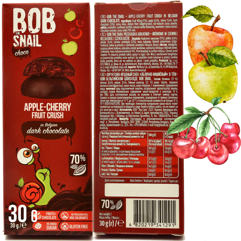BOB SNAIL PRZEKĄSKA W CZEKOLADZIE WIŚNIA 30g