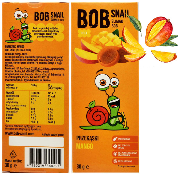 BOB SNAIL ROLLS MANGO 30g 