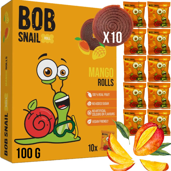 BOB SNAIL ROLLS przekąska owocowa bez dodatku cukru MANGO 100g  