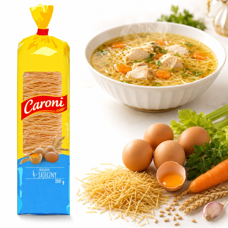 Caroni MAKARON 4-JAJECZNY KRAJANKA do rosołu zup 250g