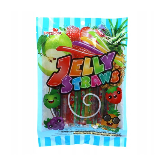 SPESHOW JELLY STRAWS BAG żelki owocowe 300g galaretki z sokiem 15szt 4smaki