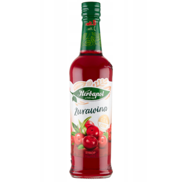 Herbapol SYROP o smaku ŻURAWINOWYM żurawina z witaminami i cynkiem 420ml