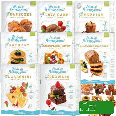 Zdrowo Namieszane BIO bezglutenowy MIX 8 mieszanek do ciast gofrów = 2,12kg