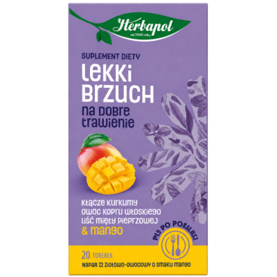 HERBAPOL LEKKI BRZUCH herbata ziołowo-owocowa MANGO TRAWIENIE SASZETKI 