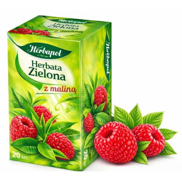  Herbapol herbata ZIELONA Z MALINĄ 20 SASZETEK