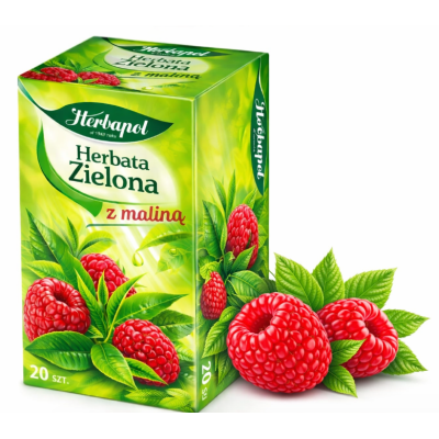  Herbapol herbata ZIELONA Z MALINĄ 20 SASZETEK