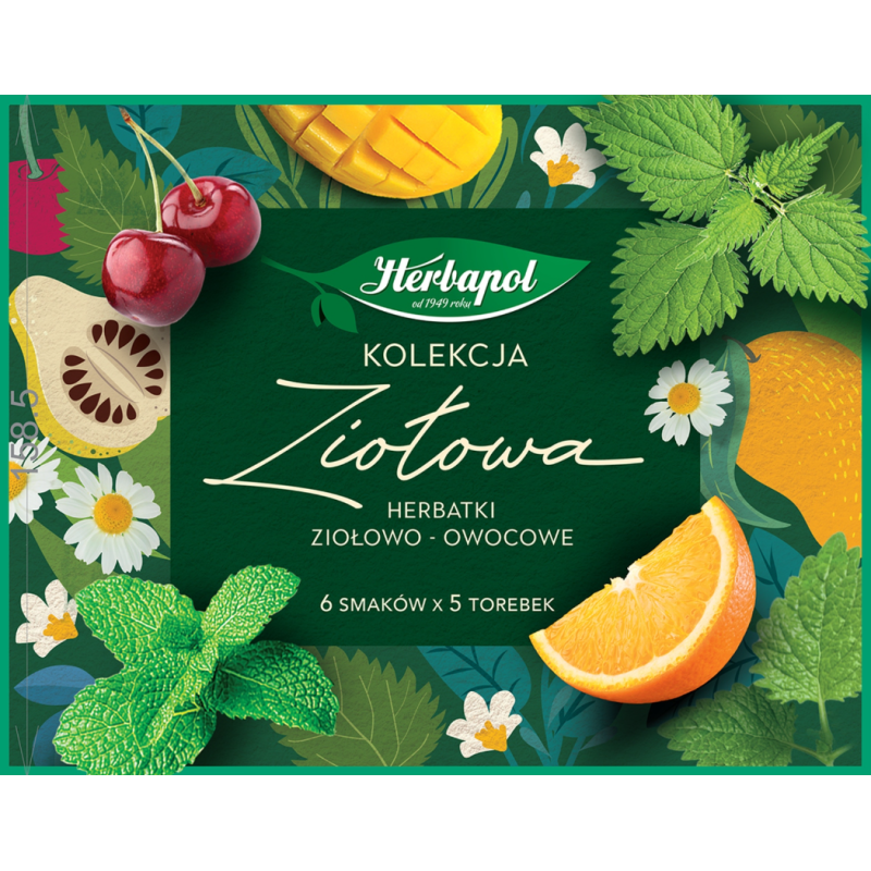 Herbapol KOLEKCJA HERBAT ZIOŁOWO-OWOCOWYCH BOMBONIERKA 6 SMAKÓW 30 SASZ.
