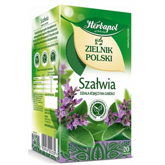 Herbapol POLSKI ZIELNIK SZAŁWIA wsparcie INFEKCJE GARDŁO 20 SASZETEK