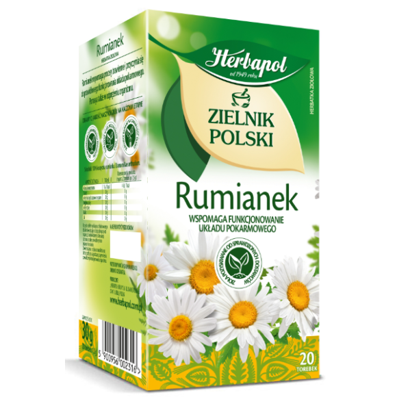 Herbapol POLSKI ZIELNIK RUMIANEK wsparcie TRAWIENIE WZDĘCIA 20 SASZETEK