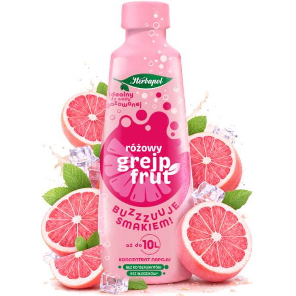 Herbapol KONCENTRAT NAPOJU smak RÓŻÓWY GREJPFRUT 405ML aż na 10L