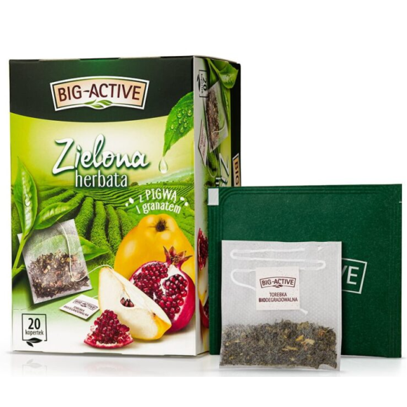  BIG-ACTIVE HERBATA ZIELONA PIGWA GRANAT ekspresowa 20 kopertek 