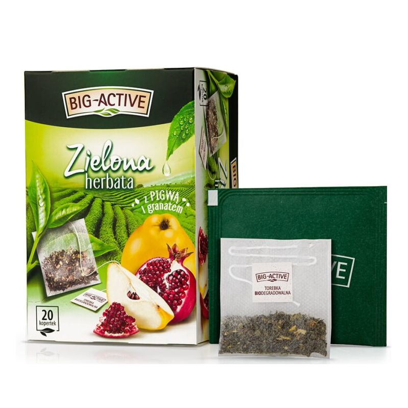  BIG-ACTIVE HERBATA ZIELONA PIGWA GRANAT ekspresowa 20 kopertek 