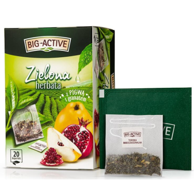  BIG-ACTIVE HERBATA ZIELONA PIGWA GRANAT ekspresowa 20 kopertek 