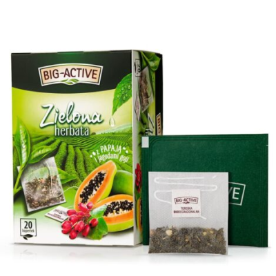 BIG-ACTIVE HERBATA ZIELONA PAPAJA JAGODY GOJI ekspresowa 20 kopertek 