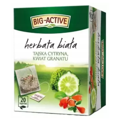 BIG-ACTIVE HERBATA BIAŁA Z TAJSKĄ CYTRYNĄ I KWIATEM GRANATU 20 kopertek 