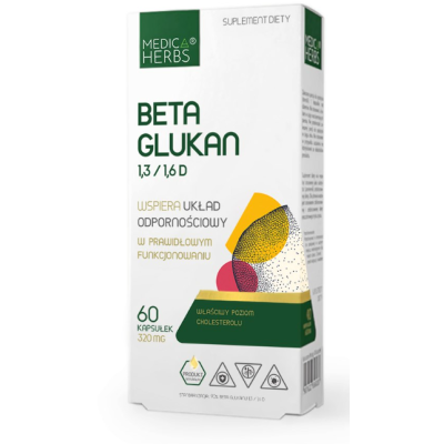 Medica Herbs BETA GLUKAN 1,3/1,6D wsparcie ODPORNOŚĆ 320mg 60kaps.