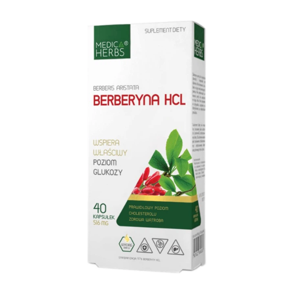 Medica Herbs BERBERYNA HCL wsparcie GLUKOZA ODCHUDZANIE 516MG 40kaps.