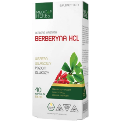 Medica Herbs BERBERYNA HCL wsparcie GLUKOZA ODCHUDZANIE 516MG 40kaps.