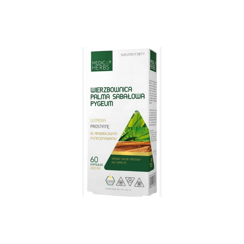 Medica Herbs WIERZBOWNICA PALMA SABAŁOWA PYGEMUM wspracie u.moczowy 60 kaps.