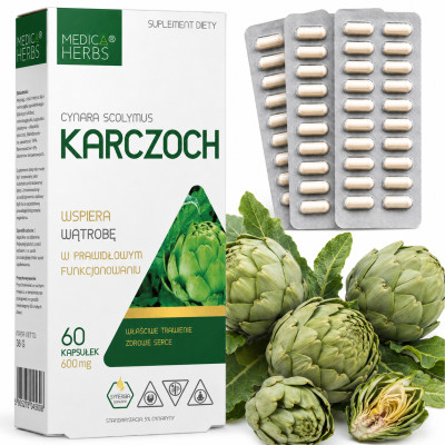 Medica Herbs KARCZOCH wsparcie WĄTROBA TRAWIENIE  ODCHUDZANIE 600Mg 60kaps.