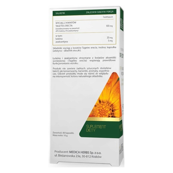 Medica Herbs LUTEINA + ZEAKSANTYNA 100mg 80kaps wsparcie Wzrok Ostrość OCZY