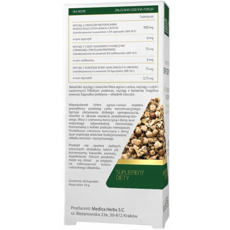 Medica Herbs NIEPOKALANEK CZERWONA KONICZYNA DONG QUAI 60kps pomc MENOPAUZA