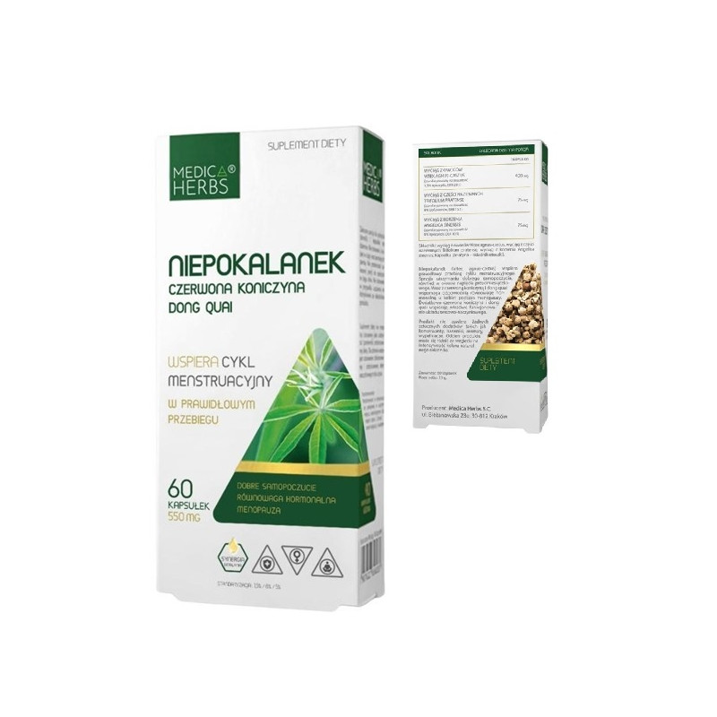 Medica Herbs NIEPOKALANEK CZERWONA KONICZYNA DONG QUAI 60kps pomc MENOPAUZA