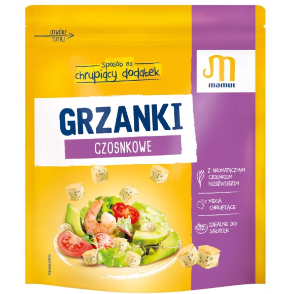Mamut GRZANKI CZOSNKOWE Z CZOSNKIEM NIEDŹWIEDZIM 150G FOLIA KRÓTKA DATA 