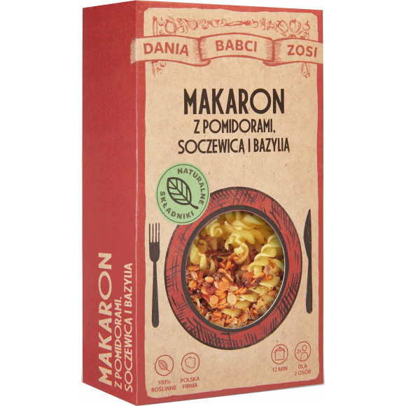 DANIA BABCI ZOSI MAKARON Z POMIDORAMI SOCZEWICĄ I BAZYLIĄ 180g na 2 porcje