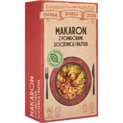 DANIA BABCI ZOSI MAKARON Z POMIDORAMI SOCZEWICĄ I BAZYLIĄ 180g na 2 porcje