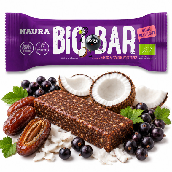 Naura BATON CZARNA PORZECZKA I KOKOS BEZ DODATKU CUKRU BEZ GLUTENU 35 G