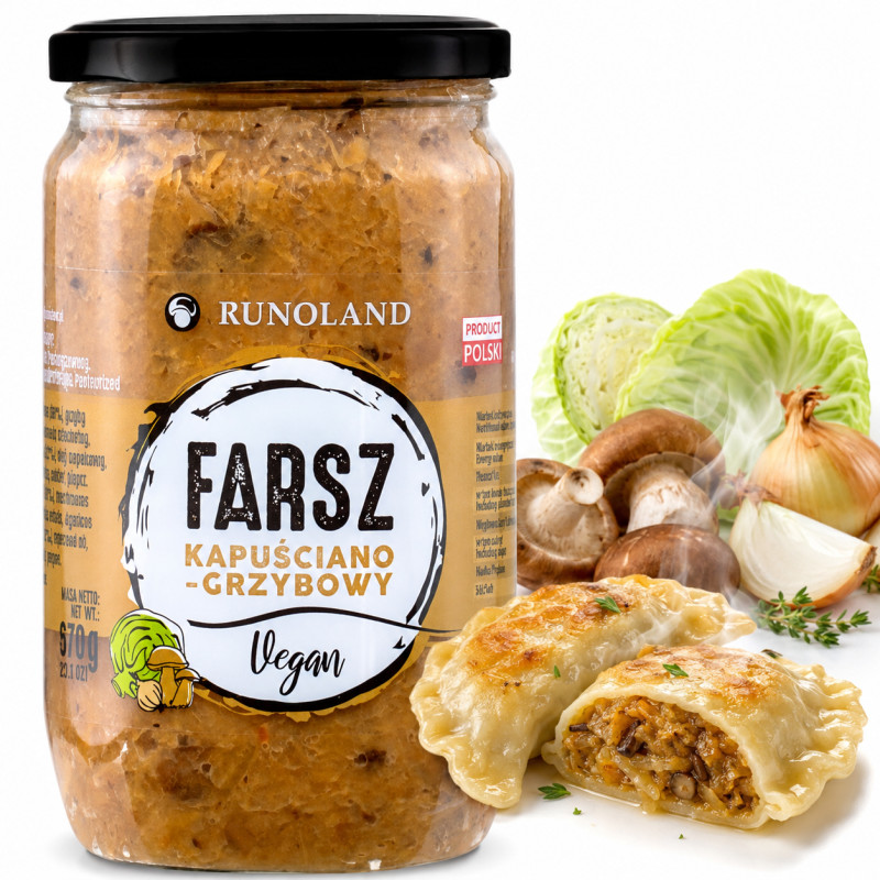 Runoland GOTOWY FARSZ KAPUŚCIANO GRZYBOWY vegan do pierogów krokietów 670g