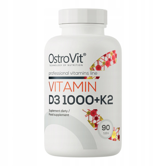 OstroVit WITAMINA D3 1000IU + K2 90tbl 3mce wsparcie ODPORNOŚĆ ZDROWE KOŚCI